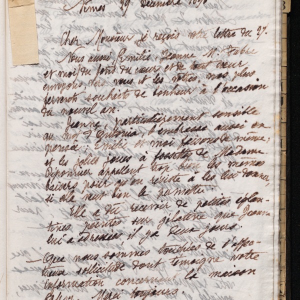 Marie Moret à Antoine Piponnier, 29 décembre 1896