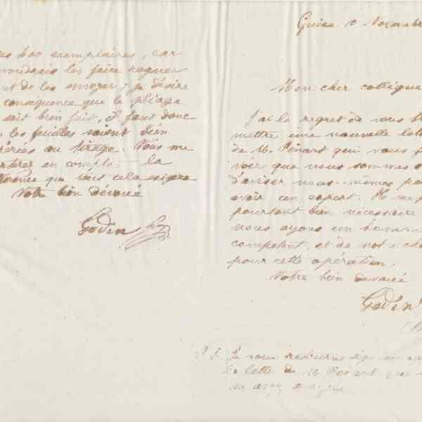 Jean-Baptiste André Godin à Marie Damas Louis Toffin, 10 novembre 1874