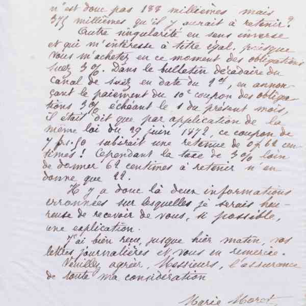 Marie Moret à Offroy et Cie, 23 mars 1885