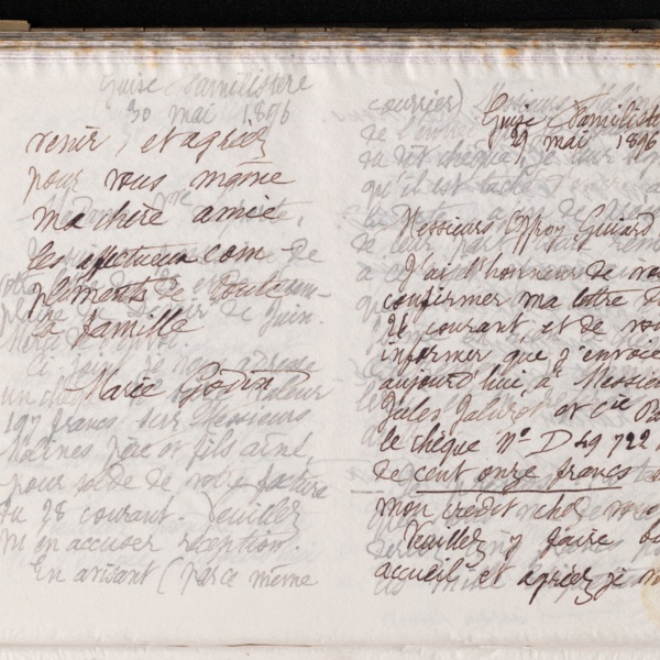 Marie Moret à Adèle Augustine Brullé, 29 mai 1896