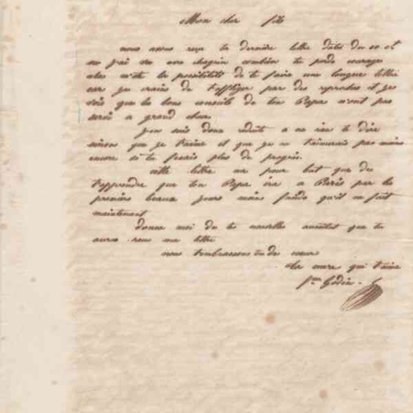 Esher Lemaire à Émile Godin, 18 février 1854