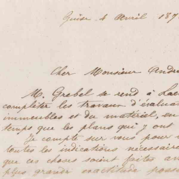 Jean-Baptiste André Godin à Eugène André, 4 avril 1873