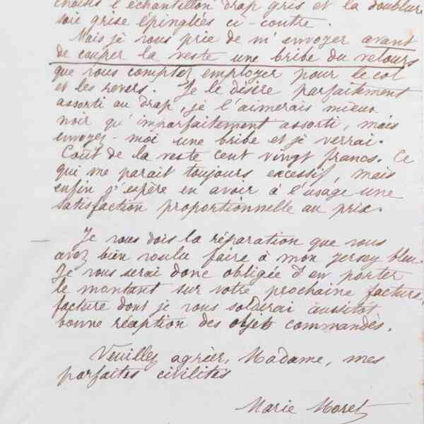 Marie Moret à madame Grivet, 18 septembre 1885