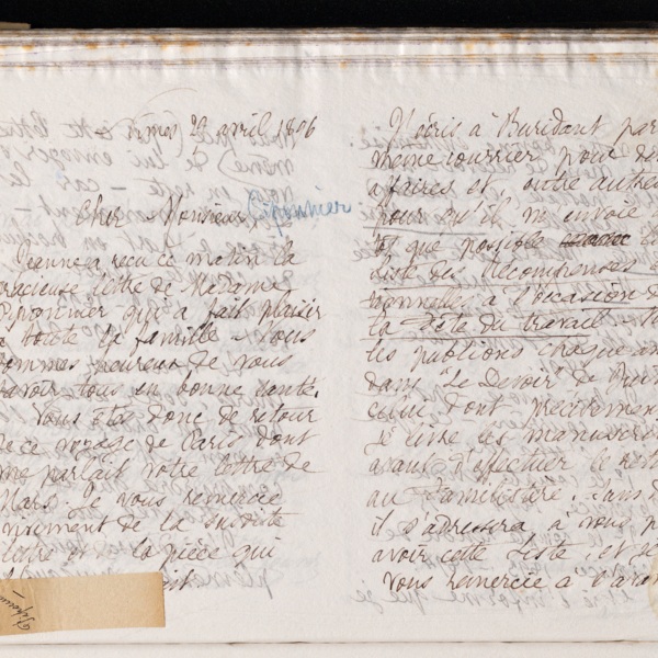 Marie Moret à Antoine Piponnier, 29 avril 1896