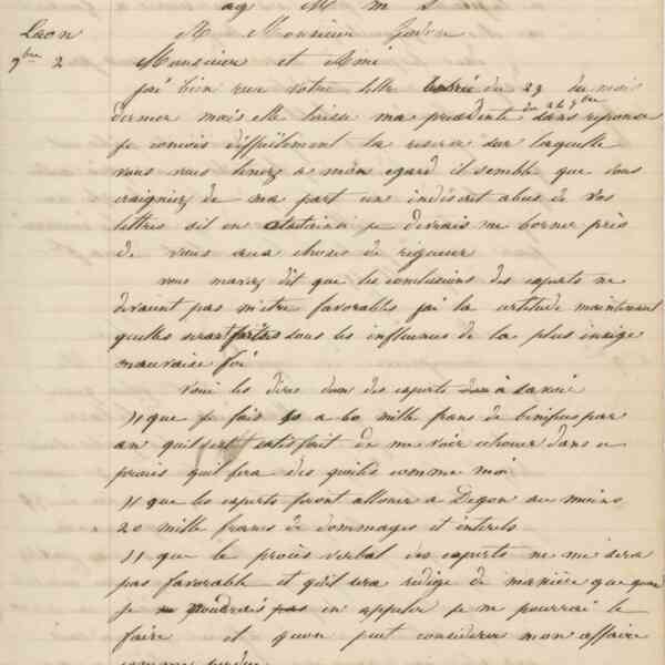 Jean-Baptiste André Godin à monsieur Letrange, 2 novembre 1847