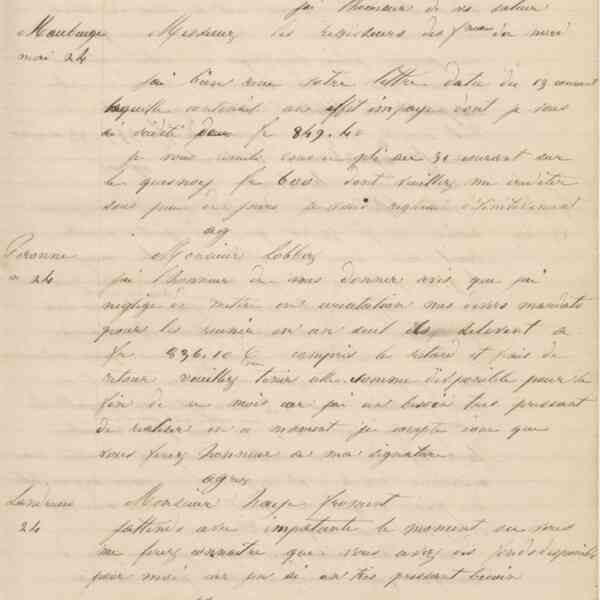 Jean-Baptiste André Godin à monsieur Houlon, 18 mai 1848