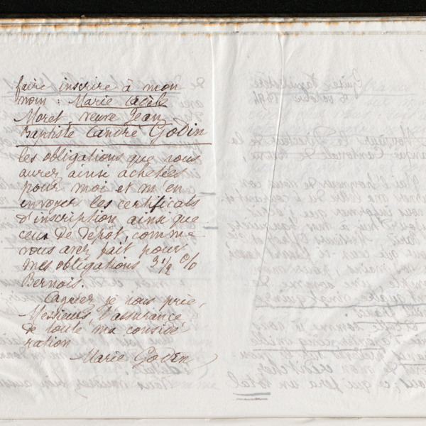 Marie Moret au directeur de la Banque cantonale de Berne, 8 octobre 1894