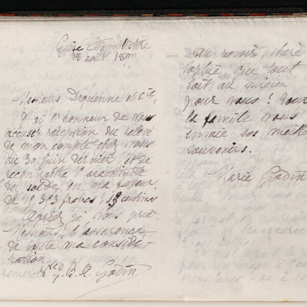 Marie Moret à Sophie Quet, 28 août 1897