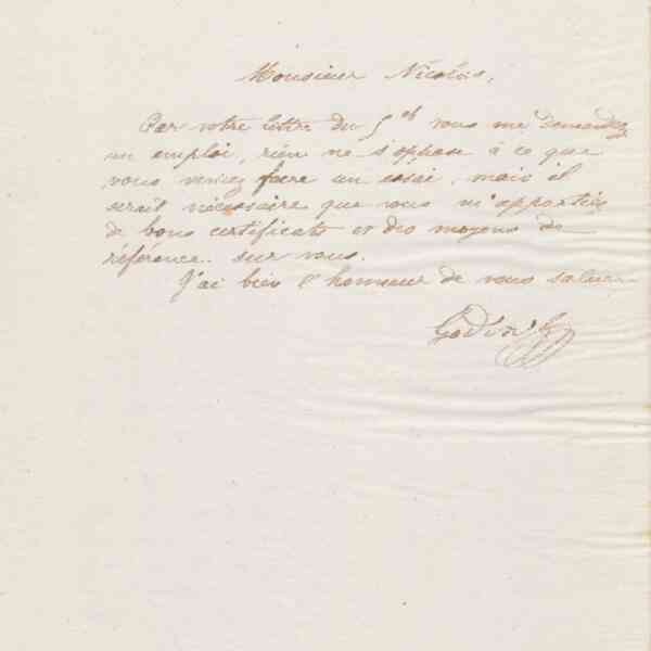 Jean-Baptiste André Godin à monsieur Nicolas, 9 octobre 1873