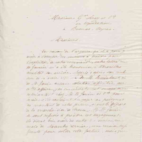 Jean-Baptiste André Godin à Gustave Leroy et Cie, 13 février 1874