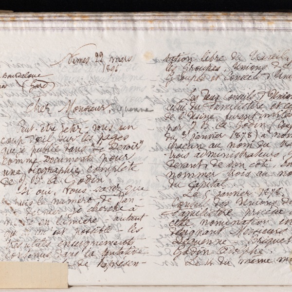 Marie Moret à François Dequenne, 22 mars 1896