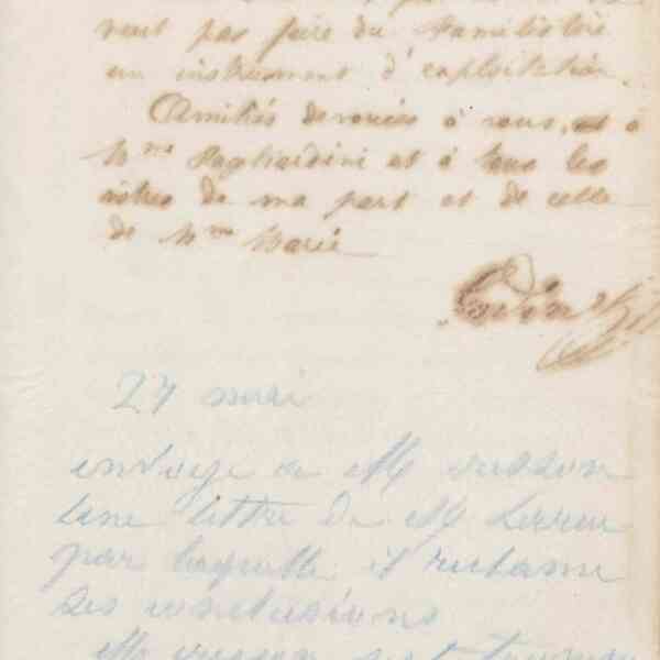 Jean-Baptiste André Godin à Tito Pagliardini, 27 mai 1872