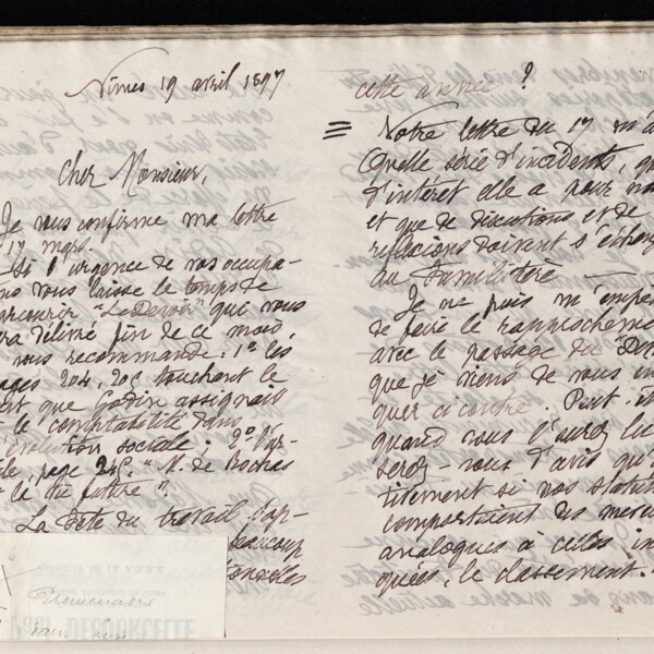 Marie Moret à Antoine Piponnier, 19 avril 1897