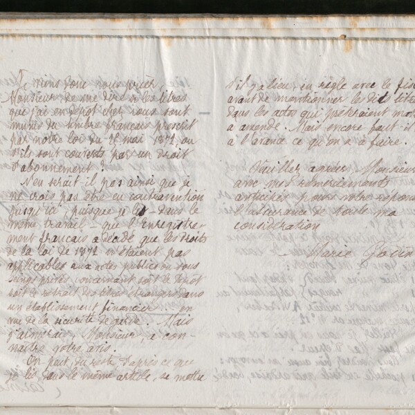 Marie Moret au directeur de la Banque cantonale de Berne, 21 juin 1894