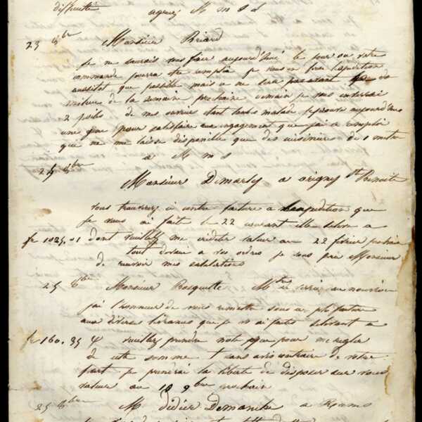 Jean-Baptiste André Godin à monsieur Demarlies, 25 octobre [1845]