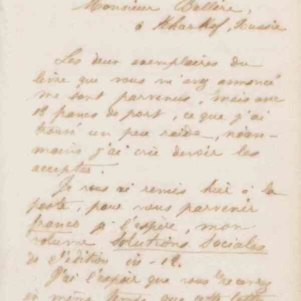 Jean-Baptiste André Godin à Nicolas Balline, 25 mai 1872