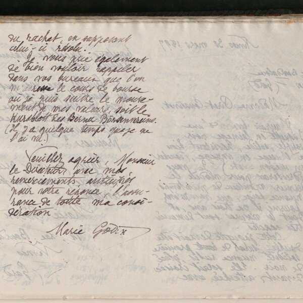 Marie Moret au directeur de la Banque cantonale de Berne, 28 mars 1897