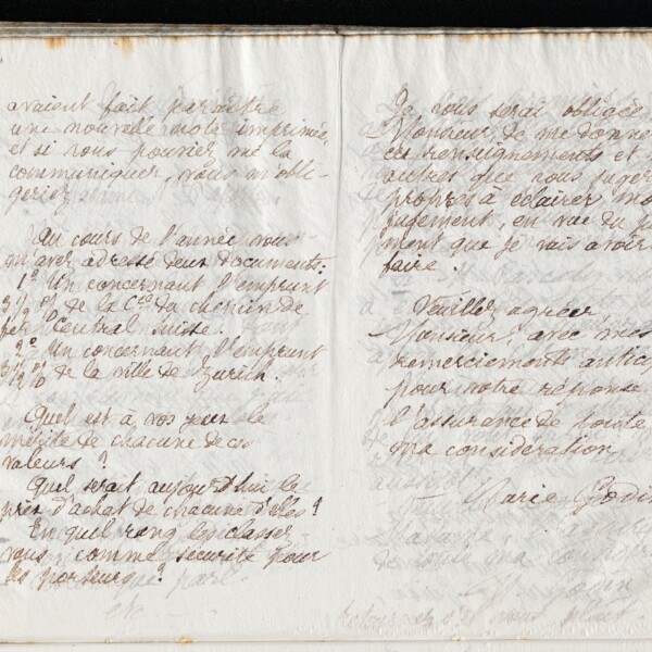 Marie Moret au directeur de la Banque cantonale de Berne, 14 août 1894