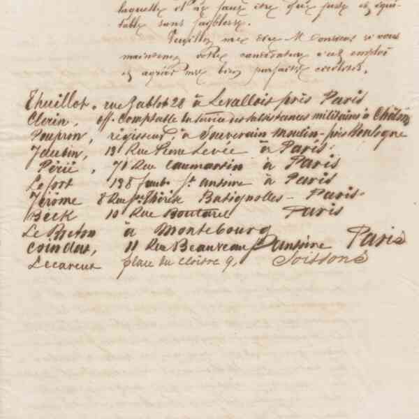 Jean-Baptiste André Godin à messieurs Thuillot, Clerin, Poupron, Jaudin, Périé, Lefort, Jérôme, Beck, Breton, Coincart, Lecareux, 18 février 1863