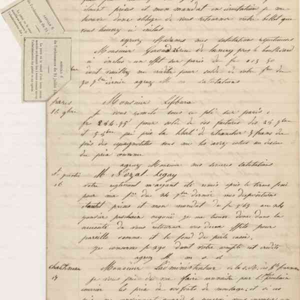Jean-Baptiste André Godin à monsieur Lefébure, 16 novembre 1847