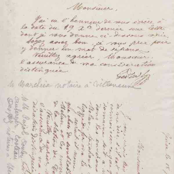 Jean-Baptiste André Godin à messieurs Pujol, Foulon, Aubergé, Costeau et Desprez, notaires à Melun, 18 janvier 1876