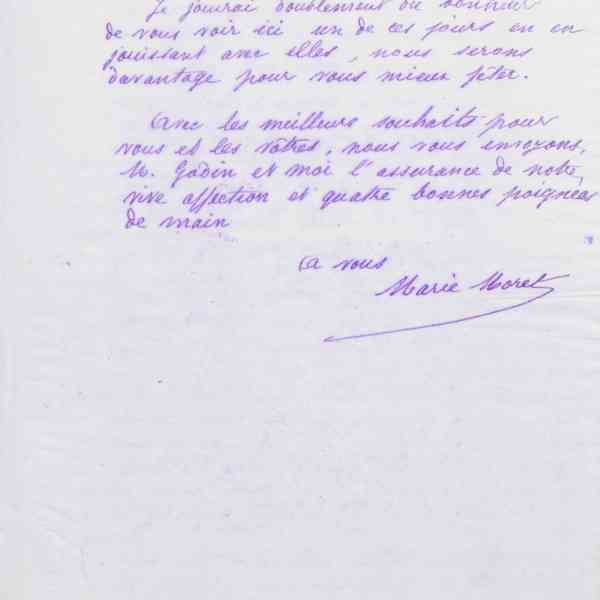 Marie Moret à Alexandre Tisserant, 8 février 1885