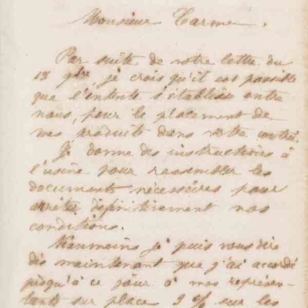 Jean-Baptiste André Godin à monsieur Ed. Carme, 26 novembre 1872