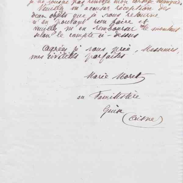 Marie Moret au Bon Marché, 8 mai 1885