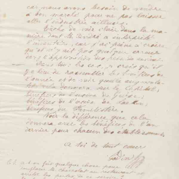 Jean-Baptiste André Godin à Émile Godin, 1er mars 1875