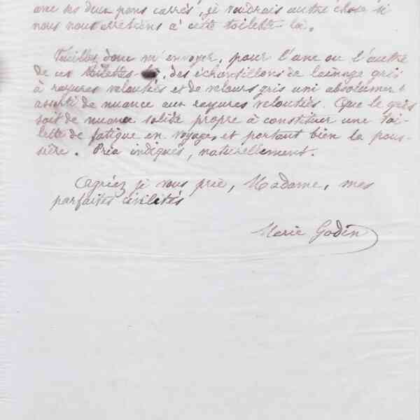 Marie Moret à madame Coussinet, 4 avril 1887