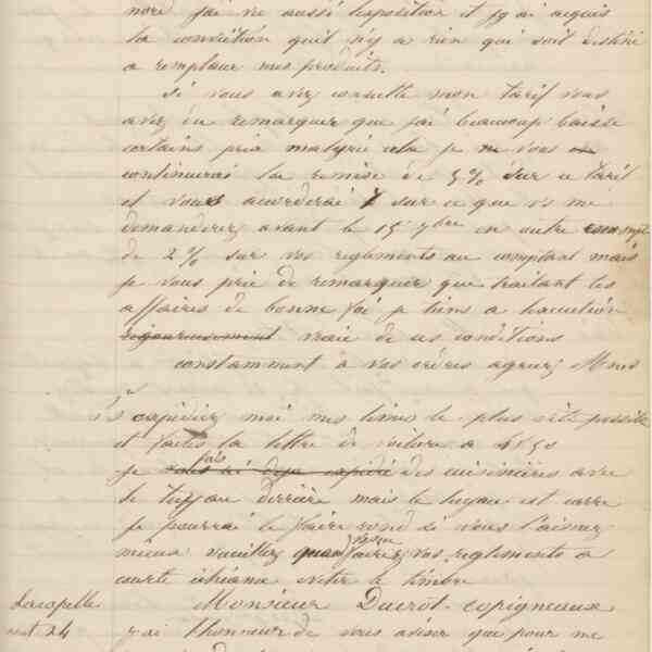 Jean-Baptiste André Godin à monsieur Jacquet-Robillard, 22 août 1849