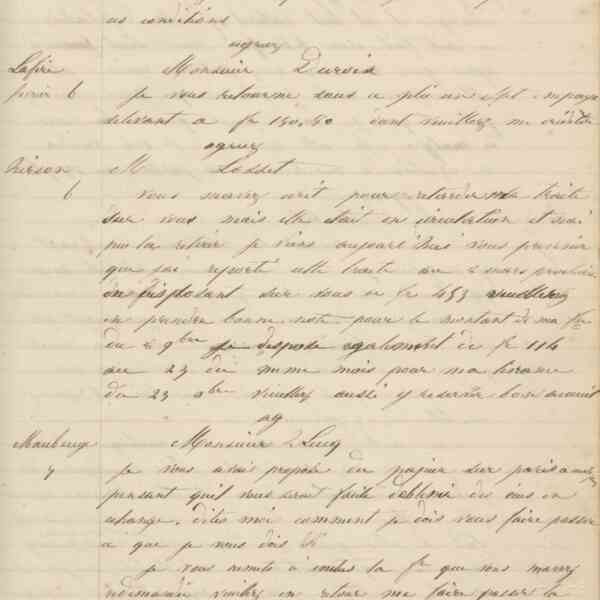 Jean-Baptiste André Godin à monsieur Joneaux-Canivet, 5 février 1849