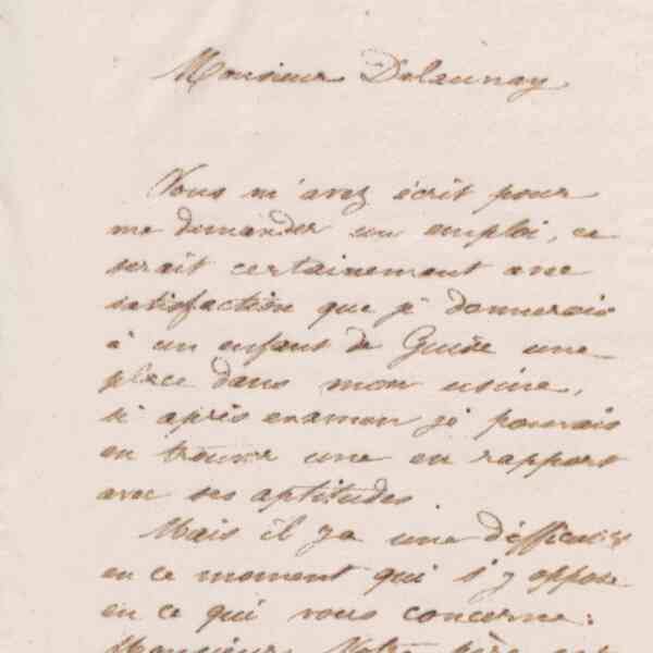 Jean-Baptiste André Godin à monsieur Delaunay, 14 février 1873