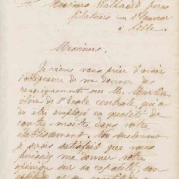 Jean-Baptiste André Godin à messieurs Wallaert frères, 20 novembre 1872