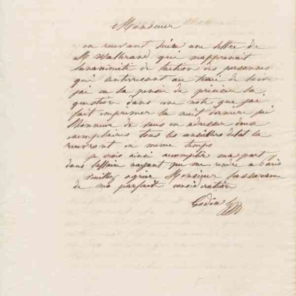 Jean-Baptiste André Godin à monsieur Boittelle, 9 mars 1862