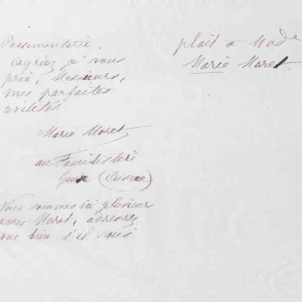 Marie Moret aux Magasins du Printemps, 12 avril 1886