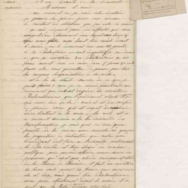 Jean-Baptiste André Godin aux gérants de La Démocratie pacifique, 10 janvier 1849