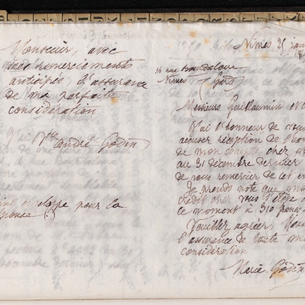 Marie Moret à Félix Alcan, 25 janvier 1897