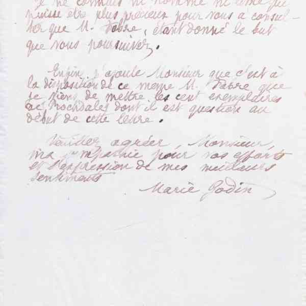 Marie Moret à monsieur Faugier, 2 décembre 1889