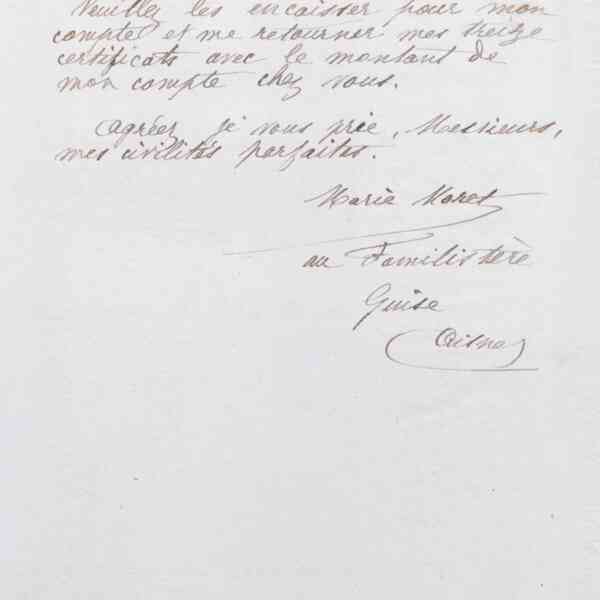 Marie Moret à Offroy et Cie, 1er avril 1886