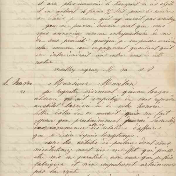 Jean-Baptiste André Godin à monsieur Dumont, 30 août 1849