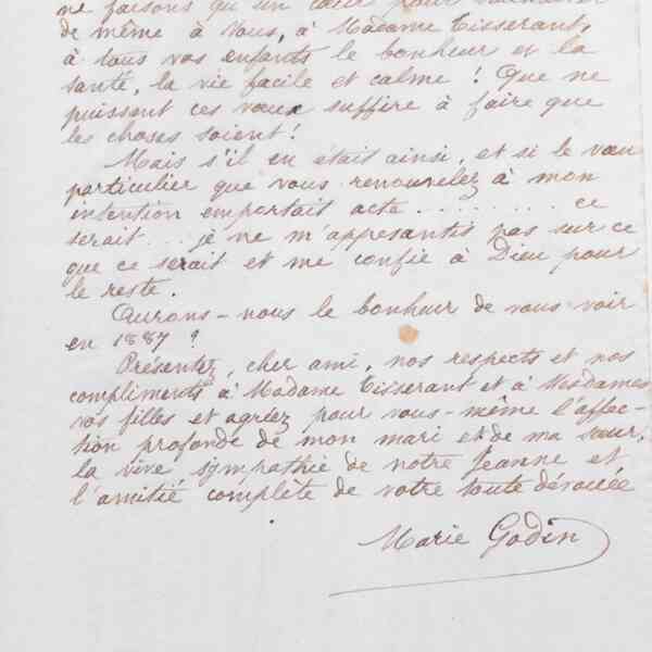 Marie Moret à Alexandre Tisserant, 27 décembre 1886