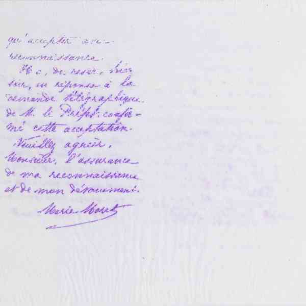 Marie Moret à Edmond Turquet, 9 décembre 1882