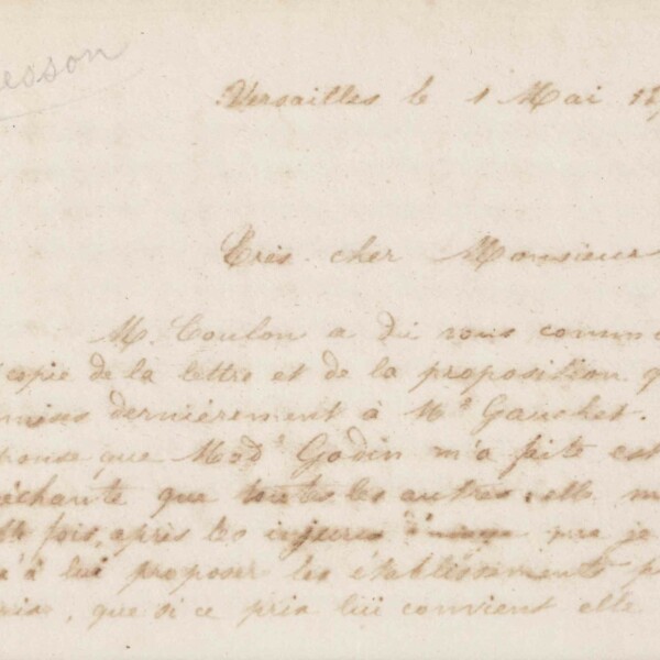 Jean-Baptiste André Godin à Guillaume Ernest Cresson, 1er mai 1872