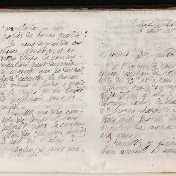 Marie Moret à monsieur Chastanier, 28 août 1897