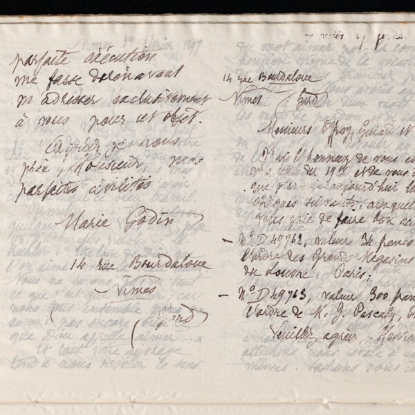 Marie Moret aux Grands magasins du Louvre, 27 février 1897