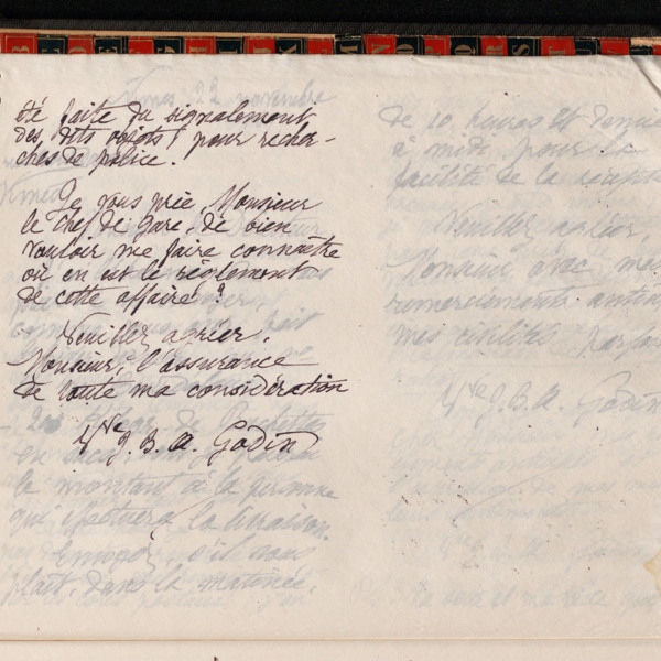Marie Moret au chef de la gare de Nîmes, 22 novembre 1897