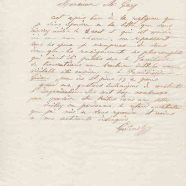 Jean-Baptiste André Godin à monsieur Ch. Gay, 28 septembre 1866
