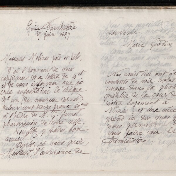 Marie Moret à Sophie Quet, 29 juin 1897