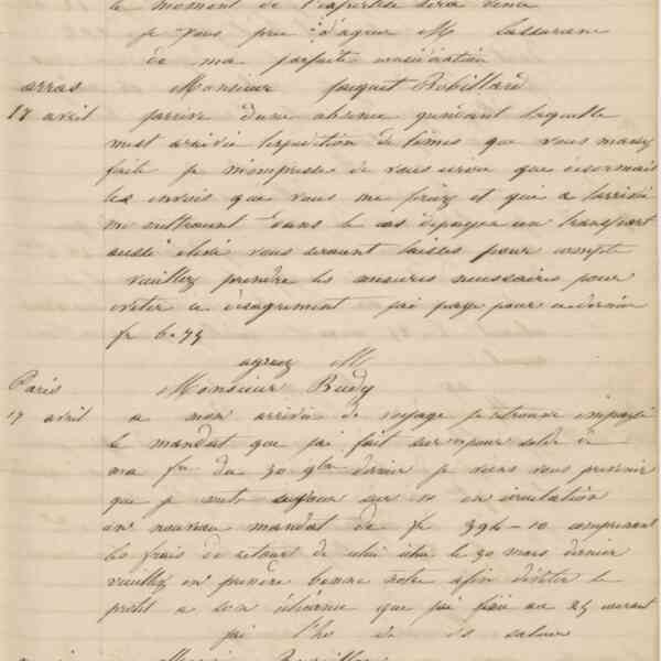 Jean-Baptiste André Godin à monsieur Lecointe, 17 avril 1847